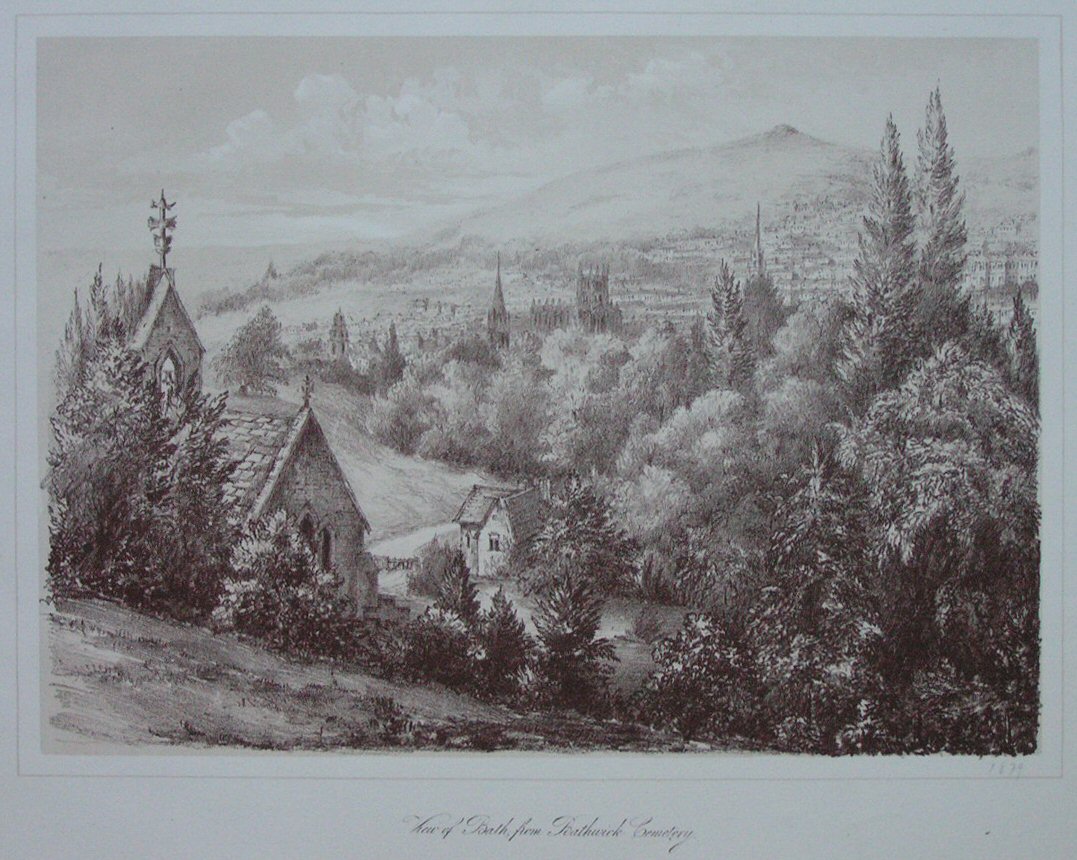 Lithograph - View of Bath from Bathwick Cemetery